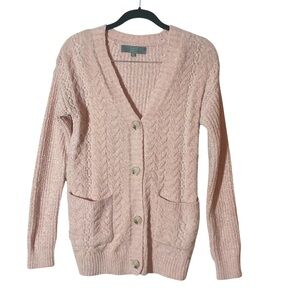 Berkeley Jensen Pink Cable Knit Cardigan (Size Small)